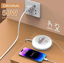 Зарядна станція PD50W із швидкою зарядкою: 4 USB + 2 Type-C та LED підсвіткою, фото 6