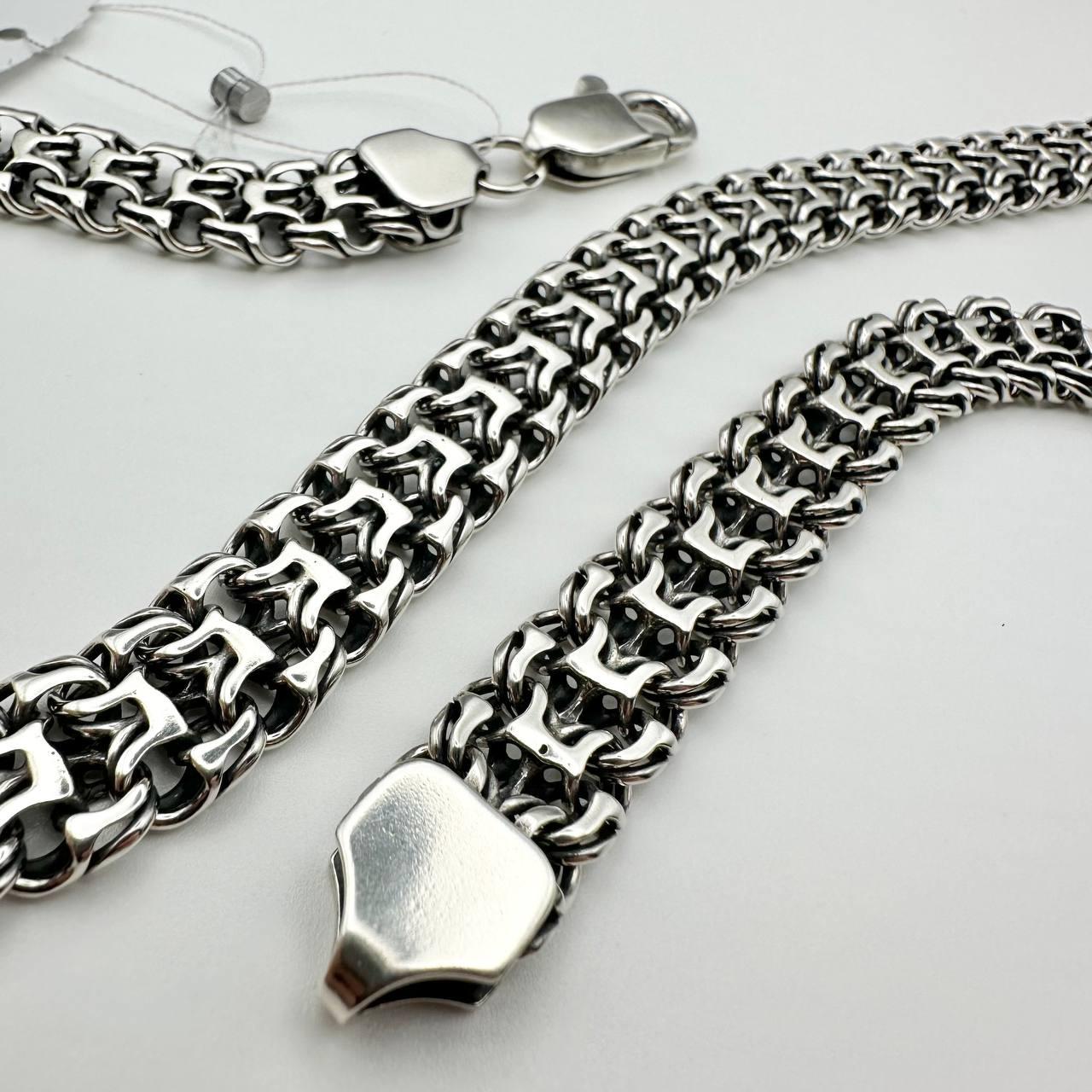 Мужская массивная цепочка Фараон 78 г 925 проба с чернением от компании Sriblo Ukraine