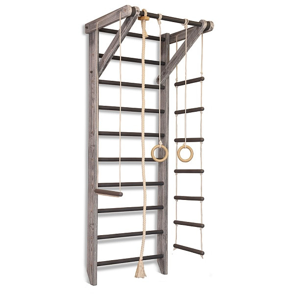 Дитячий спортивний куточок «Sport Loft 2-220» сірого кольору із мотузковим набором ТМ "SportBaby" (220х80 см), фото 1