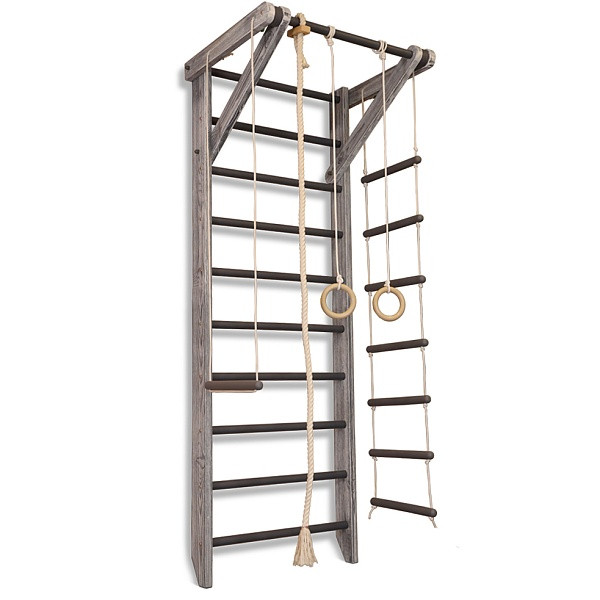 Дитячий спортивний куточок «Sport Loft 2-240» сірого кольору із мотузковим набором ТМ "SportBaby" (240х80 см), фото 1