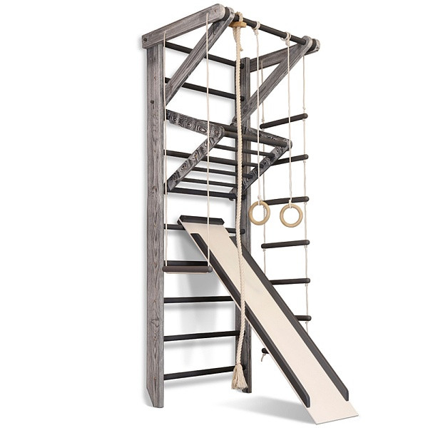 Спортивний куточок «Sport Loft 3-220» сірого кольору з рукоходом і дошкою для преса ТМ "SportBaby" (220х80 см), фото 1