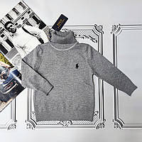 Дитячий сірий в'язаний з ангорою светр з високим коміром Поло
