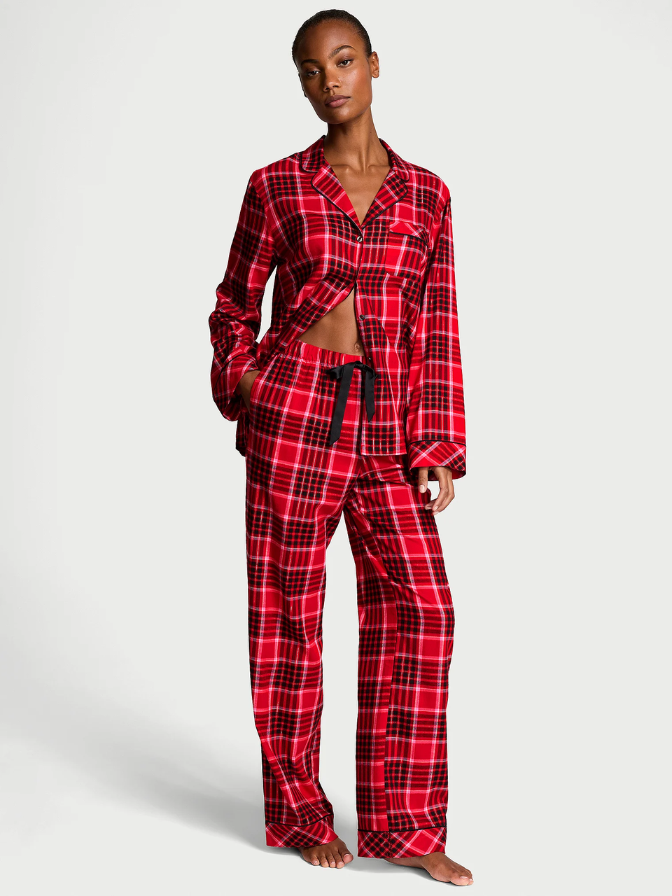 Фланелева Піжама Victoria's Secret Flannel Long Pajama Set, Червона картата (Нова), фото 1