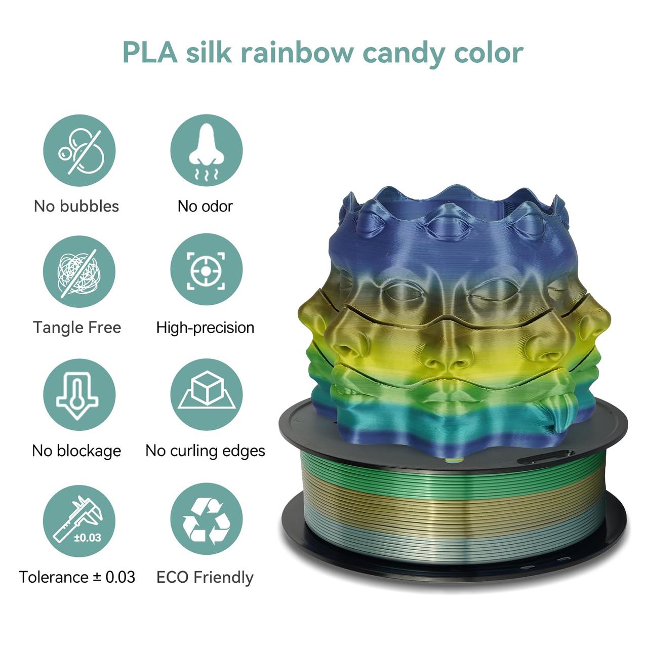 Пластик филамент KINGROON PLA Silk Rainbow Forest (B01893)