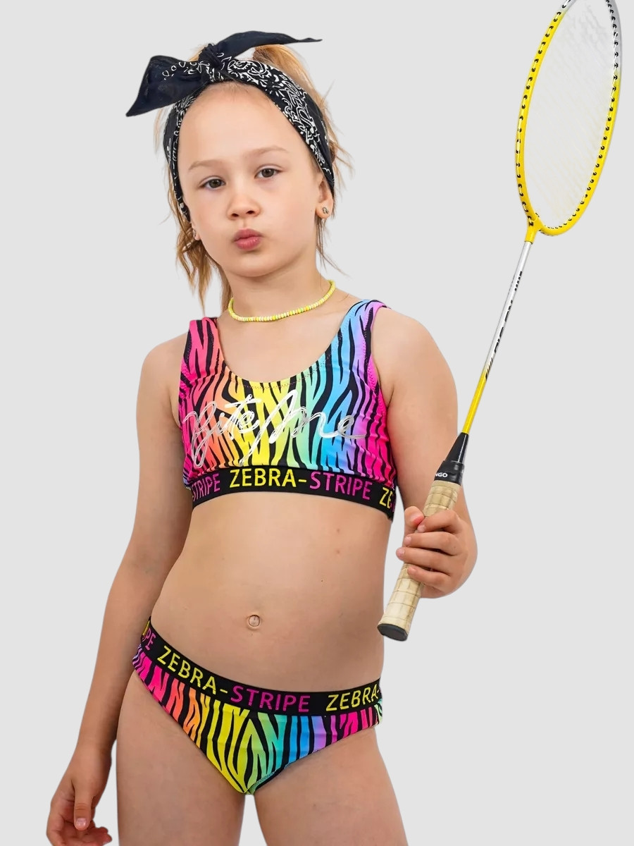 Дитячий підлітковий купальник зебра Fuba 1857 жовтий 34 36 38 40 42 розмір