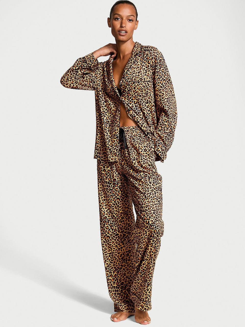 Фланелева Піжама Victoria's Secret Flannel Long Pajama Set, Леопардова (Нова), фото 1