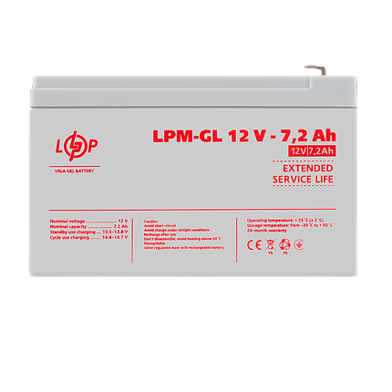 Акумулятор гелевий LPM-GL 12V - 7.2 Ah, фото 1