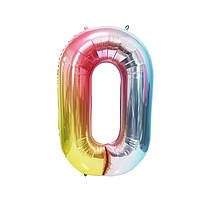 Фольгована куля цифра 0 Веселка 32" (80 см) NB32M104-0