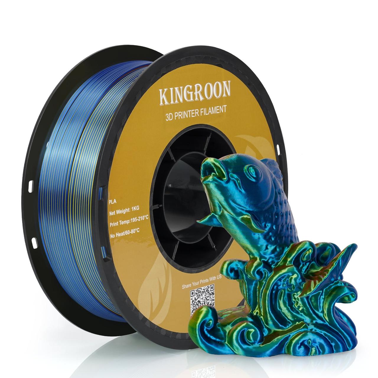 Пластик KINGROON Silk PLA (), Classic Spool, 1.75мм, 1кг, 200-220°C, філамент для 3Д-друку