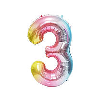 Фольгована куля цифра 3 Веселка 32" (80 см) NB32M104-3