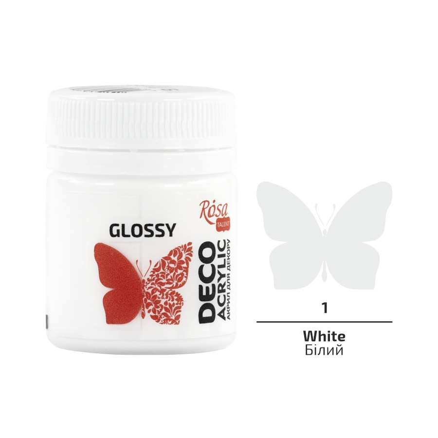 Акрил для декору білий глянцевий 20 мл Rosa Talent, 21001, фото 1