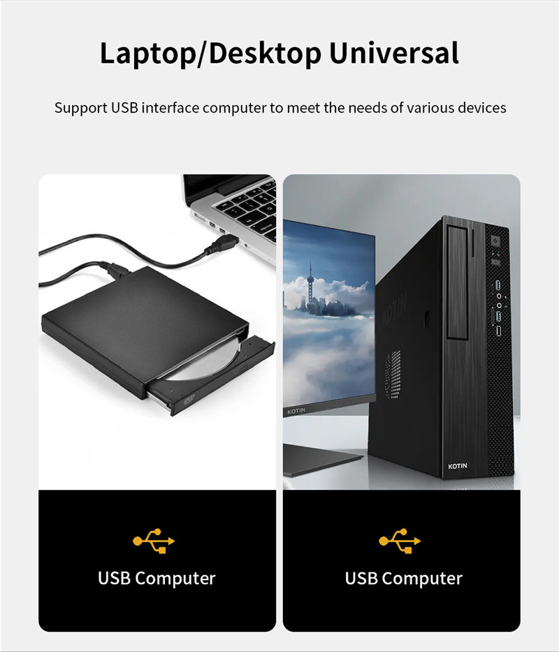 Зовнішній оптичний привод CD DVD Slim Drive DVD-USB Slim 2.0 24Х, фото 1