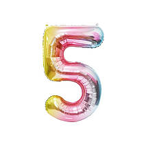 Фольгована куля цифра 5 Веселка 32" (80 см) NB32M104-5