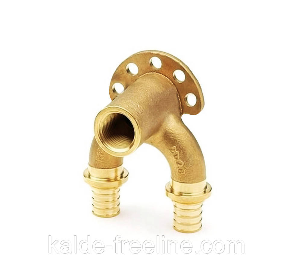 Кут настінний з наскрізним проходом 16*(2.2)*1/2" РВ різьблення внутрішнє (латунь), фото 1