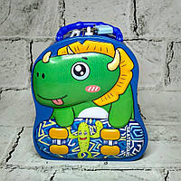 Скарбничка для грошей дитяча для хлопчика Динозавр металева із замочком 15,5х13,5х7 см Синя N-1341-2