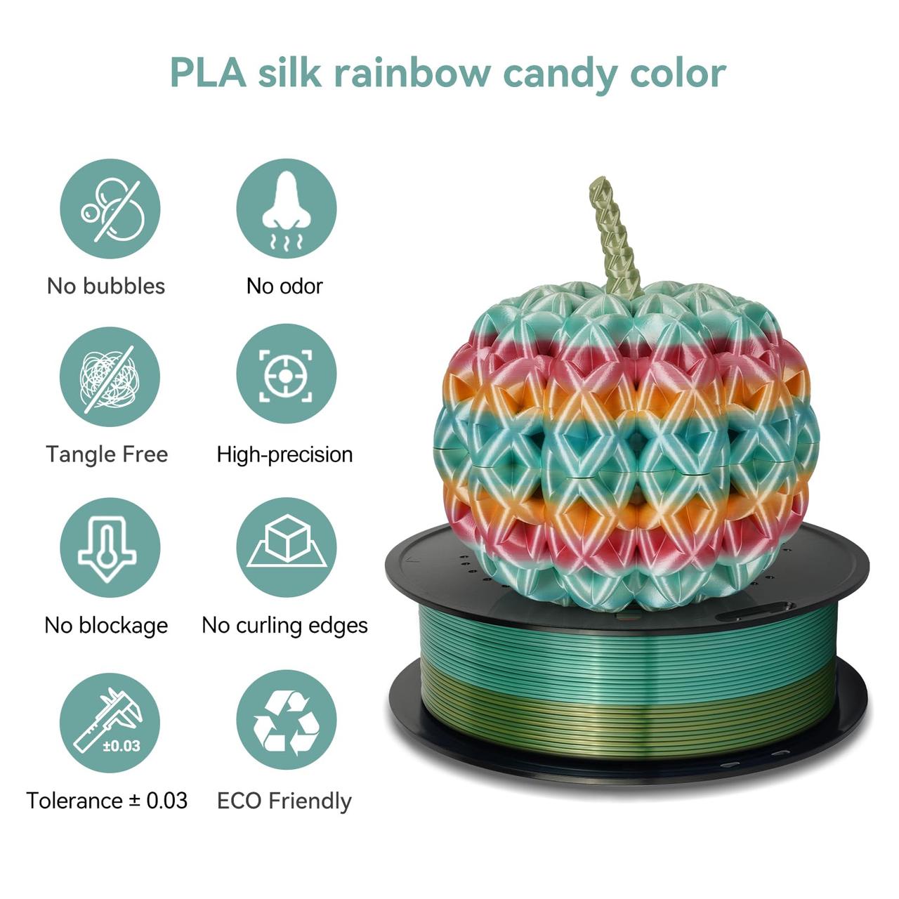 Пластик филамент KINGROON PLA Silk Rainbow Macaron (B01892)