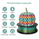 Пластик KINGROON Silk PLA Rainbow Macaron(B01892), Classic Spool, 1.75mm, 1kg, 200-220°C, Чергуються кольори філамент для 3Д-друку, фото 5
