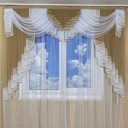 Ламбрекен шифоновий на карниз 2м №422 беж, фото 1