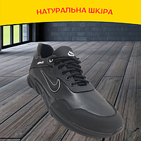 Останній розмір! 46 Весняні чоловічі шкіряні кросівки Великі розміри Чорний