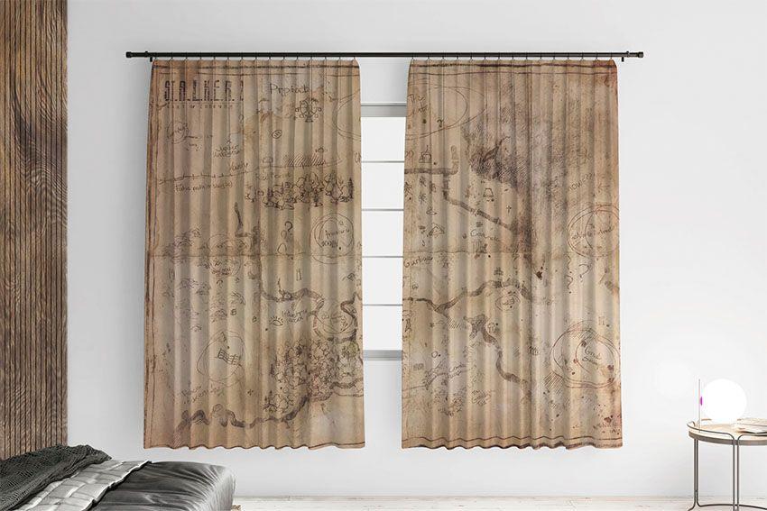 Штори з принтом «Мапа Зони. Сталкер 2. Серце Чорнобиля. Map Zone. S.T.A.L.K.E.R 2. Heart of Chernobyl»