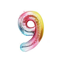 Фольгована куля цифра 9 Веселка 32" (80 см) NB32M104-9