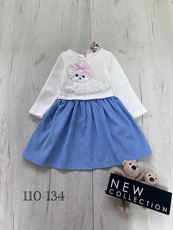 Дитяча тепла сукня у вільному пошитті з принтом розміри 110-134, фото 1