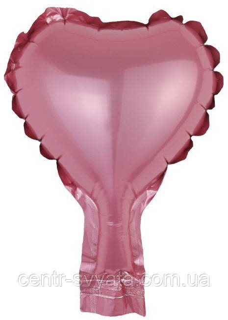 Фольгована кулька КНР 5"(12 см) Серце металік рожеве