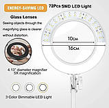 Лампа лупа FS-076 (12Вт) настільна з USB, на струбціні, лінза 5х, регулювання колірної температури, фото 3