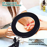 Лампа лупа FS-076 (12Вт) настільна з USB, на струбціні, лінза 5х, регулювання колірної температури, фото 4