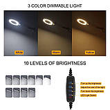 Лампа лупа FS-076 (12Вт) настільна з USB, на струбціні, лінза 5х, регулювання колірної температури, фото 5