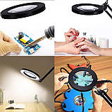 Лампа лупа FS-076 (12Вт) настільна з USB, на струбціні, лінза 5х, регулювання колірної температури, фото 8