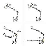 Лампа лупа FS-076 (12Вт) настільна з USB, на струбціні, лінза 5х, регулювання колірної температури, фото 6