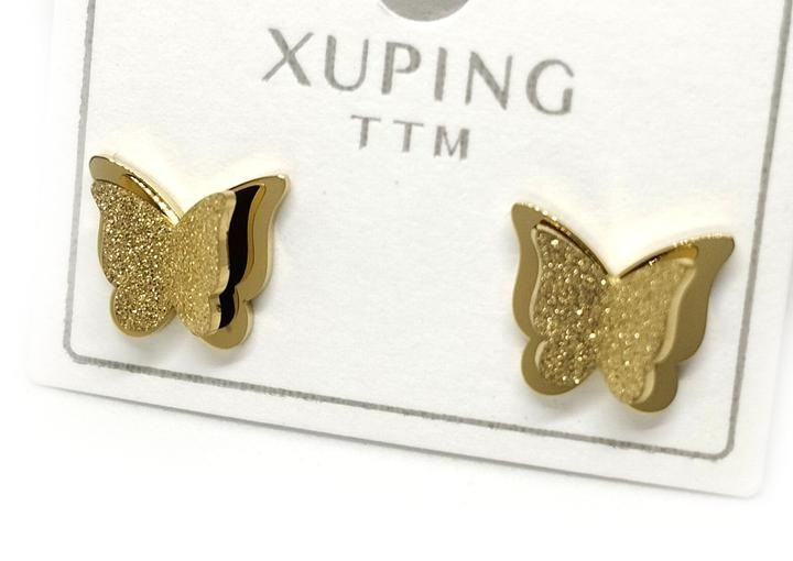 Сережки гвоздики Метелик XuPing золотисті, фото 1