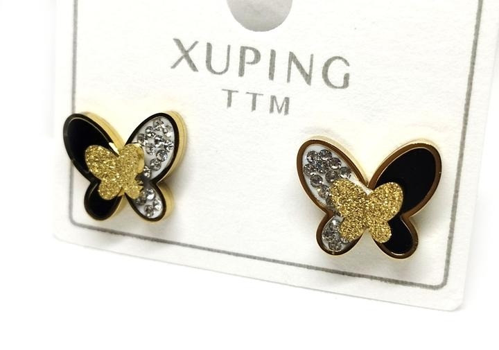 Оригінальні сережки гвоздики XuPing золотисті, фото 1