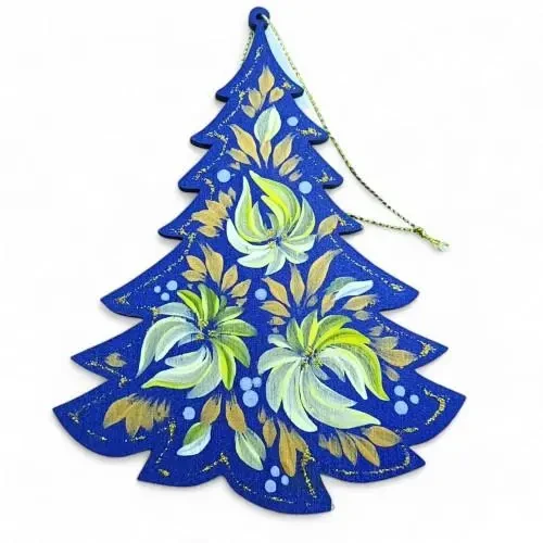 Іграшка новорічна ялинка дерев'яна, фото 1