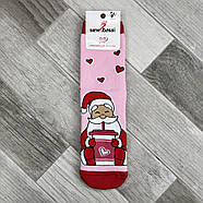 Новорічні шкарпетки жіночі махрові бавовна ВженеBOSSі, розмір 36-40, рожеві, 012595, фото 2