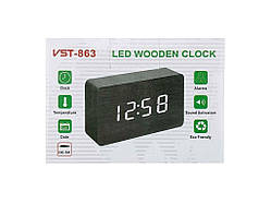 Годиннник настільний електронний з будильником -863-4 із зеленим підсвічуванням ТМ VST