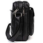 Чоловіча шкіряна сумка через плече місткий крос-боді з натуральної шкіри чорна 24*25,5*8 см, фото 2