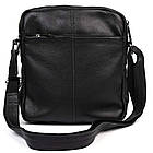 Чоловіча шкіряна сумка через плече місткий крос-боді з натуральної шкіри чорна 24*25,5*8 см, фото 4