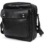 Чоловіча шкіряна сумка через плече місткий крос-боді з натуральної шкіри чорна 24*25,5*8 см, фото 7