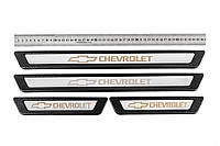 Универсальные накладки на пороги Chevrolet V-3 (4 шт., нержавейка) для Chevrolet