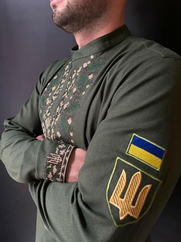 Вишиванка чоловіча "Військова хакі"58-60р для патріотів
