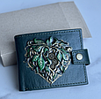Гаманець шкіряний з 3Д тисненням, кишенею для монет закривається на кнопку "Відроджене серце" ручна робота, фото 3