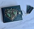 Гаманець шкіряний з 3Д тисненням, кишенею для монет закривається на кнопку "Відроджене серце" ручна робота, фото 4