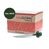 Саморіз (шуруп) покрівельний INFO-GLOBAL по дереву з гумовою шайбою EPDM 4,80х60 мм, RAL 6020, фото 3