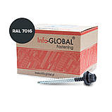 Саморіз (шуруп) покрівельний INFO-GLOBAL по дереву з гумовою шайбою EPDM 4,80х70 мм, RAL 7016, фото 2