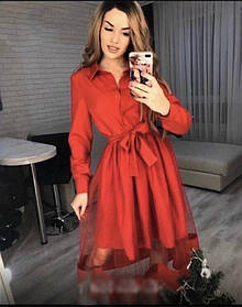 Жіноче плаття костюмка + фатин 56-58