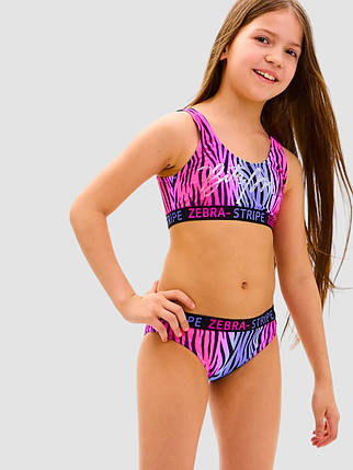 Дитячий підлітковий купальник зебра Fuba 1857 фіолетовий 34 36 38 40 42 розмір, фото 1