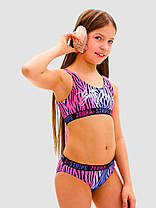 Дитячий підлітковий купальник зебра Fuba 1857 фіолетовий 34 36 38 40 42 розмір, фото 4