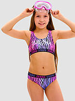 Дитячий підлітковий купальник зебра Fuba 1857 фіолетовий 34 36 38 40 42 розмір, фото 5